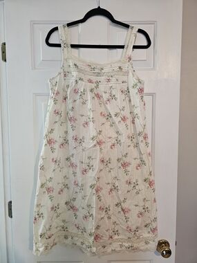 Rare Lauren Ralph Lauren Floral Midi Slip Dress Lace Detail Size L Cottagecore